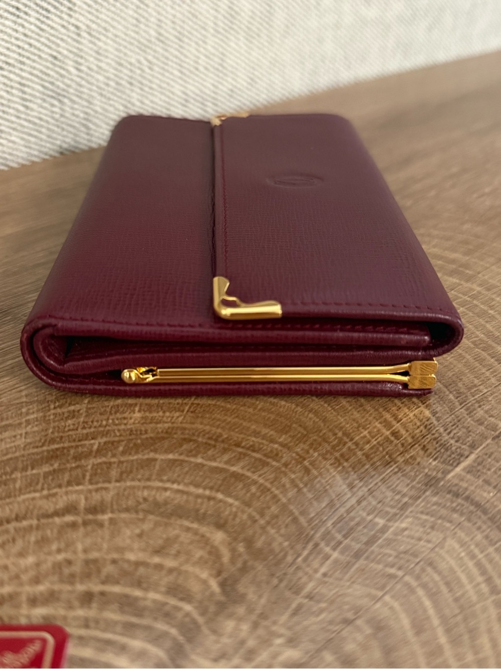 EUC Vintage Cartier Must de Cartier Bordeaux Leather Trifold Kiss-Lock Wallet - Picture 6 of 14